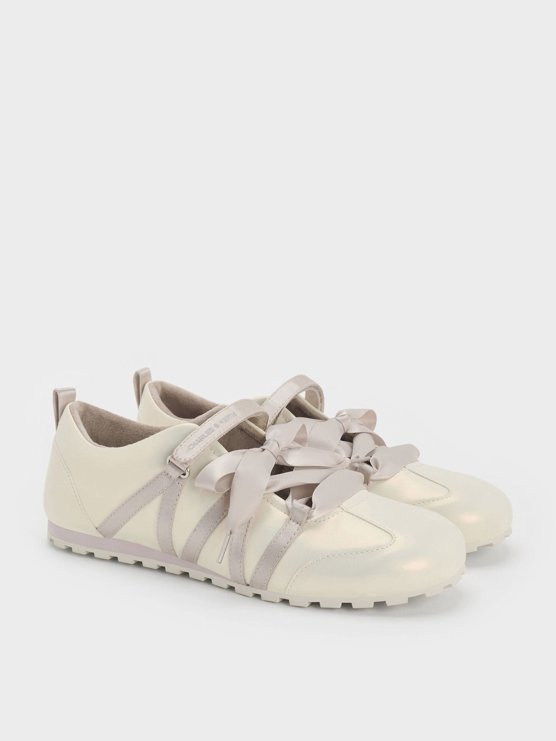 Silko Pearlescent Ballet Sneakers - Chalk | CHARLES & KEITH