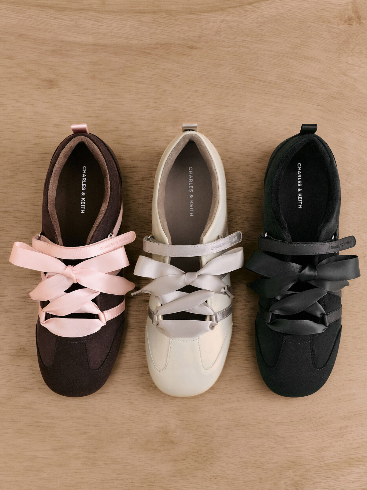 Silko Pearlescent Ballet Sneakers - Chalk | CHARLES & KEITH