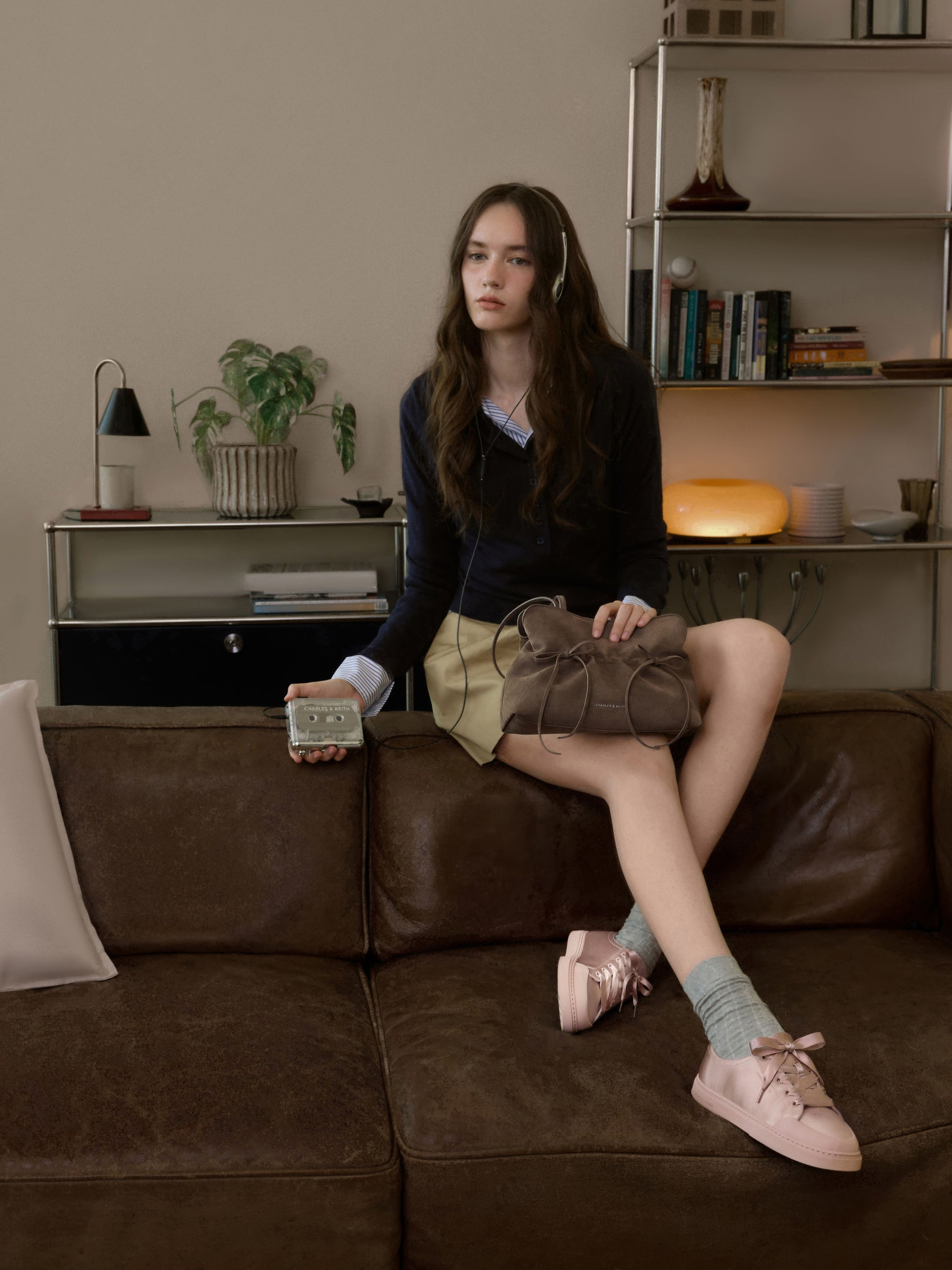 Satin Lace-Up Sneakers - Light Pink | CHARLES & KEITH