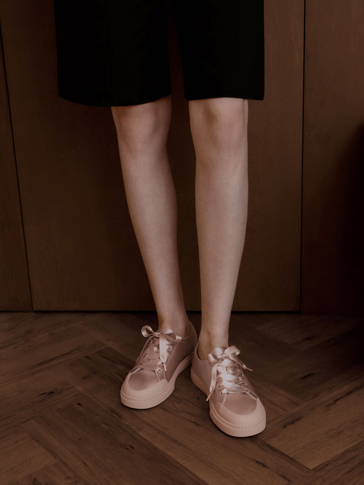 Satin Lace-Up Sneakers - Light Pink | CHARLES & KEITH