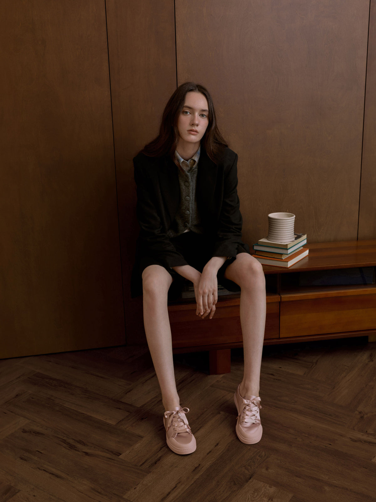 Satin Lace-Up Sneakers - Light Pink | CHARLES & KEITH
