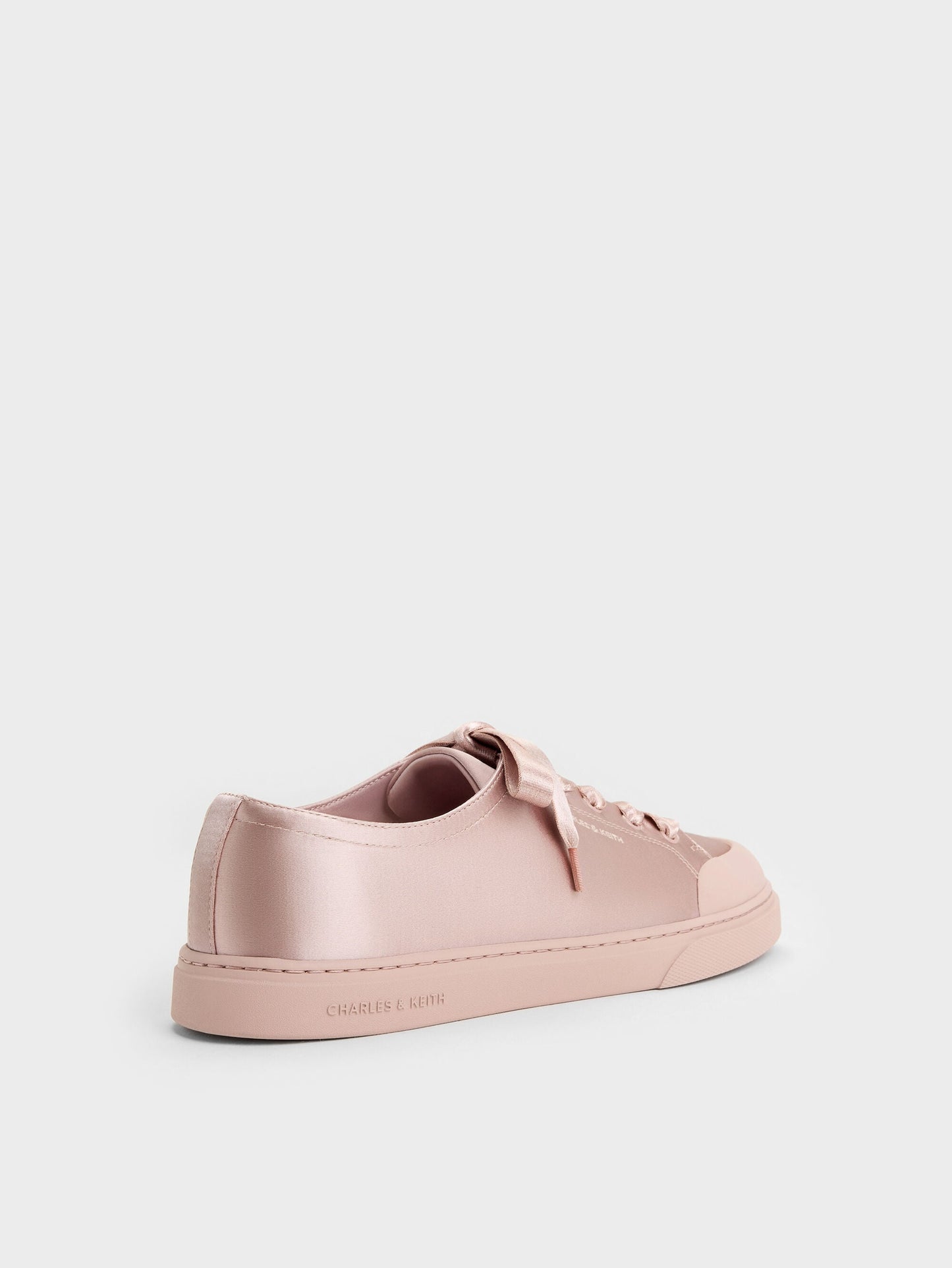 Satin Lace-Up Sneakers - Light Pink | CHARLES & KEITH