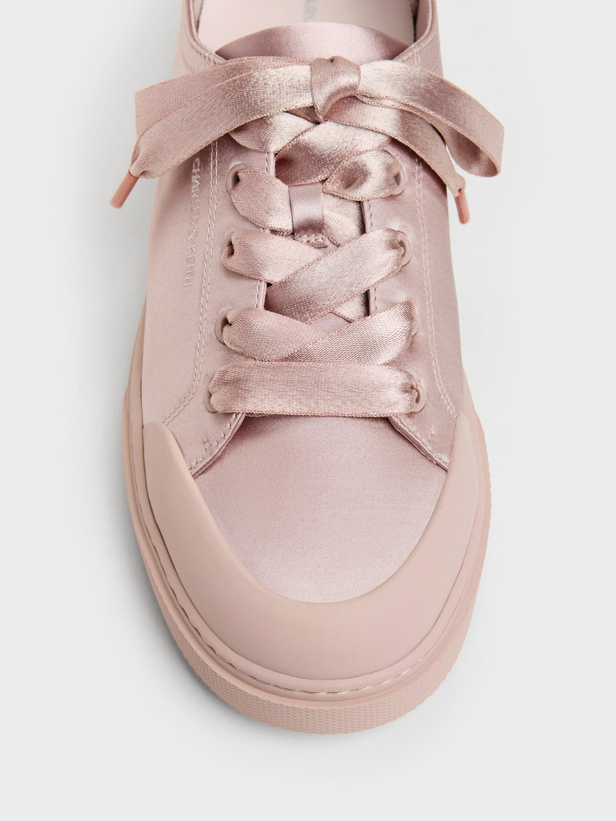 Satin Lace-Up Sneakers - Light Pink | CHARLES & KEITH
