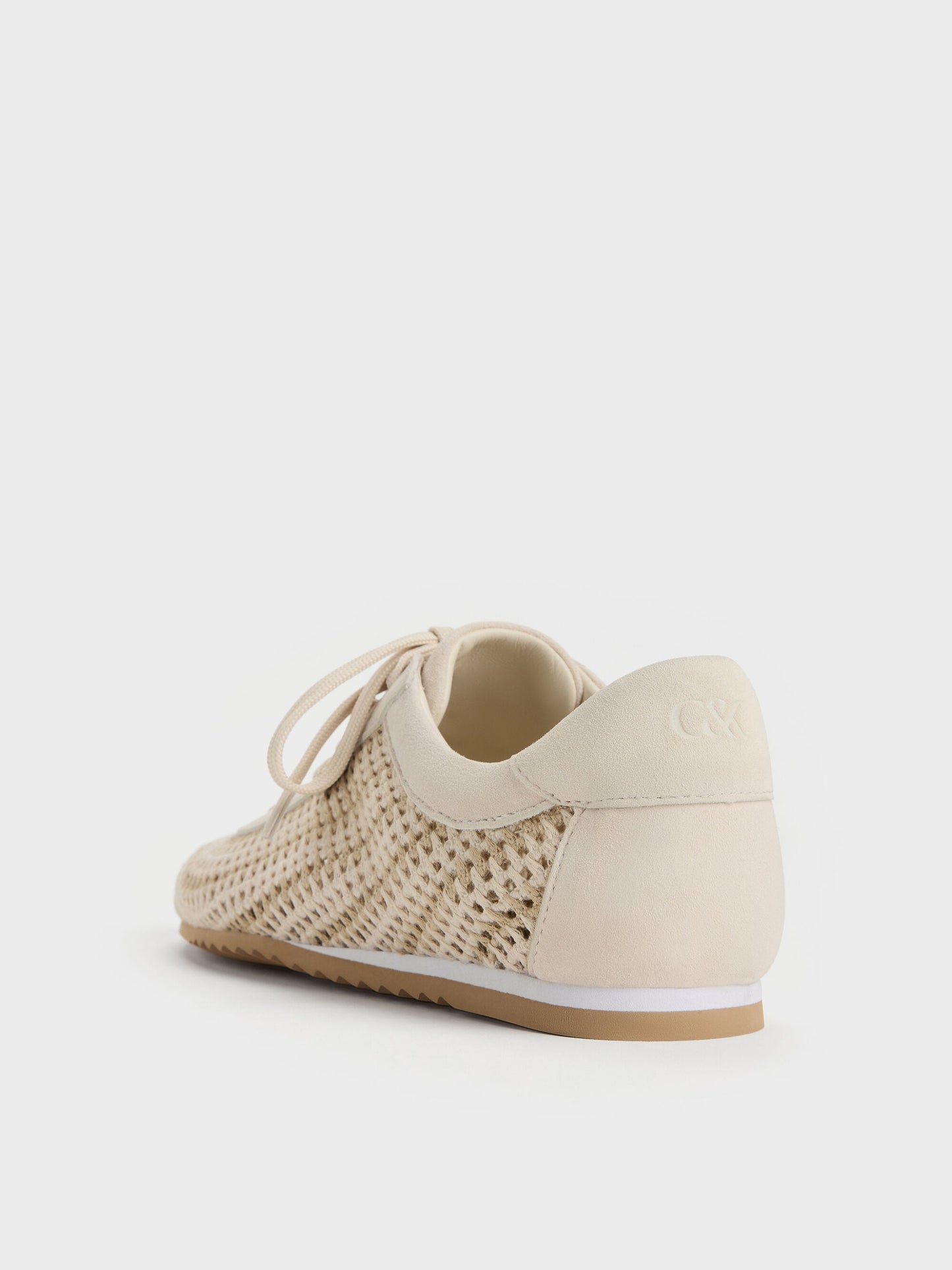 Jace Crochet & Suede Flower Sneakers - Chalk | CHARLES & KEITH
