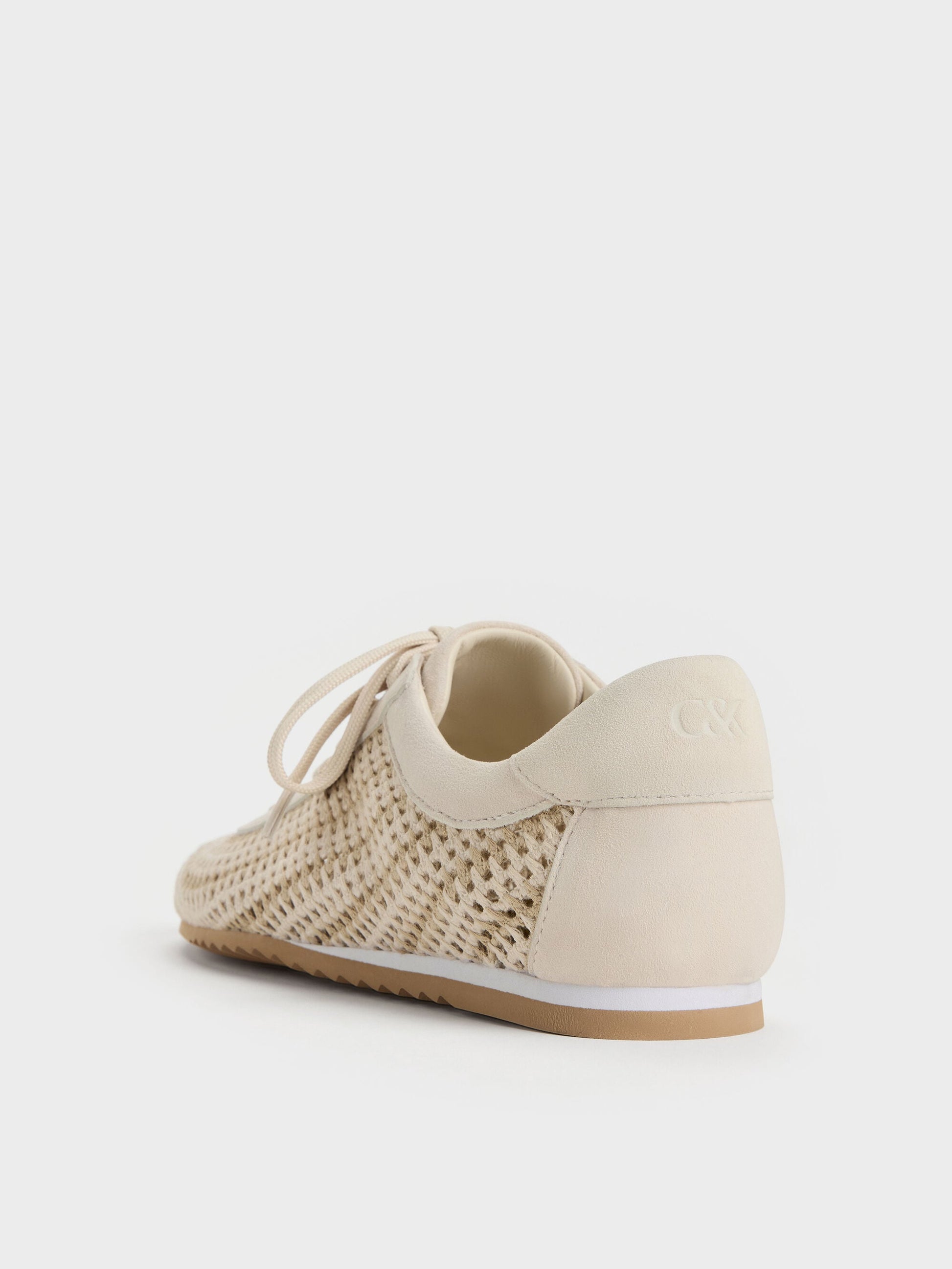Jace Crochet & Suede Flower Sneakers - Chalk | CHARLES & KEITH