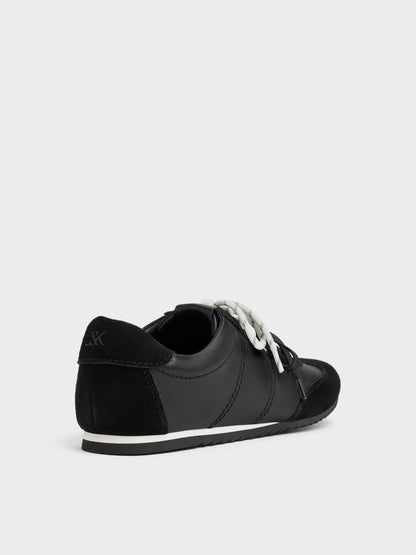 Jace Leather & Suede Sneakers - Black | CHARLES & KEITH