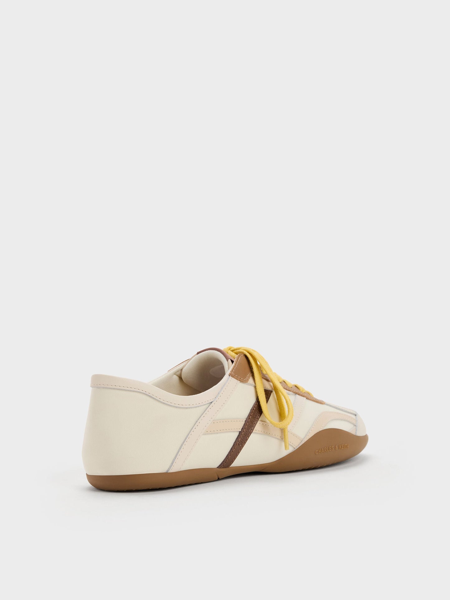 Nylon & Leather Sneakers - Cream | CHARLES & KEITH