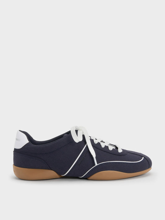 Louise Contrast-Trim Sneakers - Dark Blue | CHARLES & KEITH