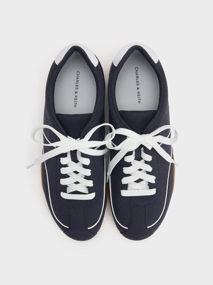 Louise Contrast-Trim Sneakers - Dark Blue | CHARLES & KEITH