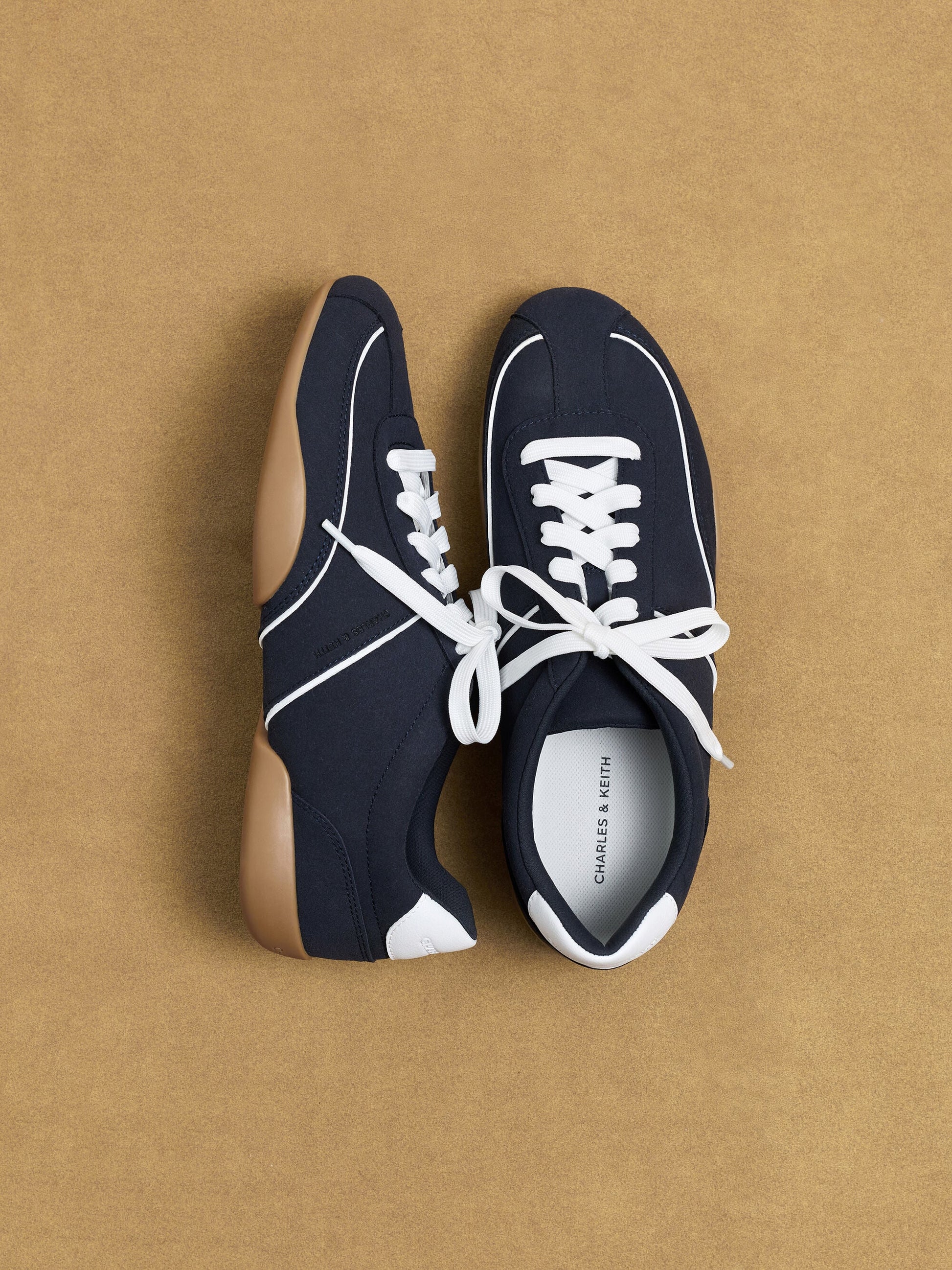 Louise Contrast-Trim Sneakers - Dark Blue | CHARLES & KEITH
