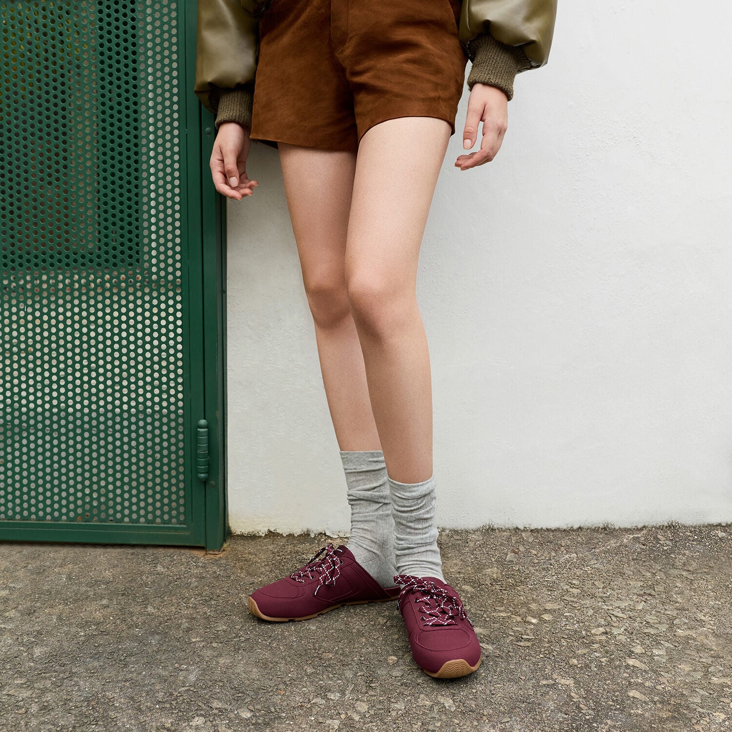 Lace-Up Sneaker Mules - Burgundy | CHARLES & KEITH
