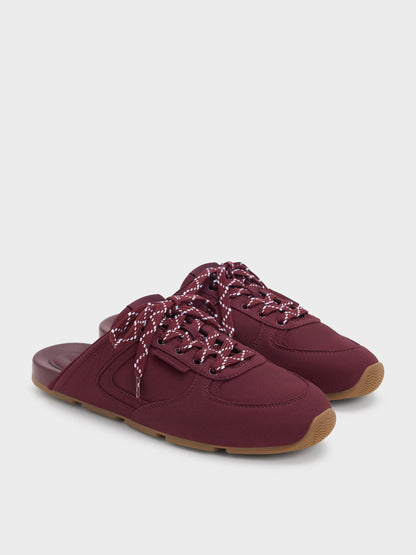 Lace-Up Sneaker Mules - Burgundy | CHARLES & KEITH