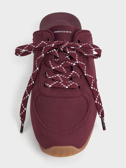 Lace-Up Sneaker Mules - Burgundy | CHARLES & KEITH