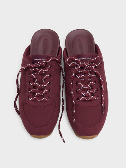 Lace-Up Sneaker Mules - Burgundy | CHARLES & KEITH