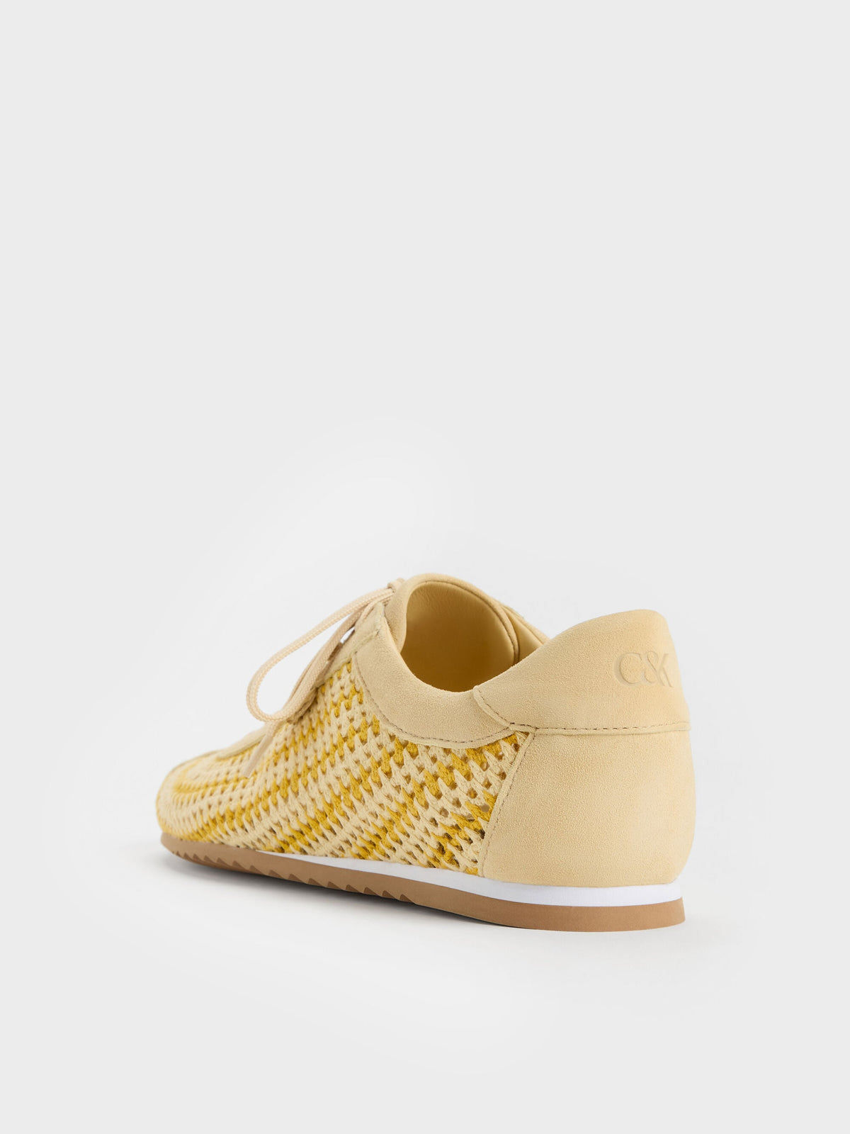 Jace Crochet & Suede Flower Sneakers - Yellow | CHARLES & KEITH