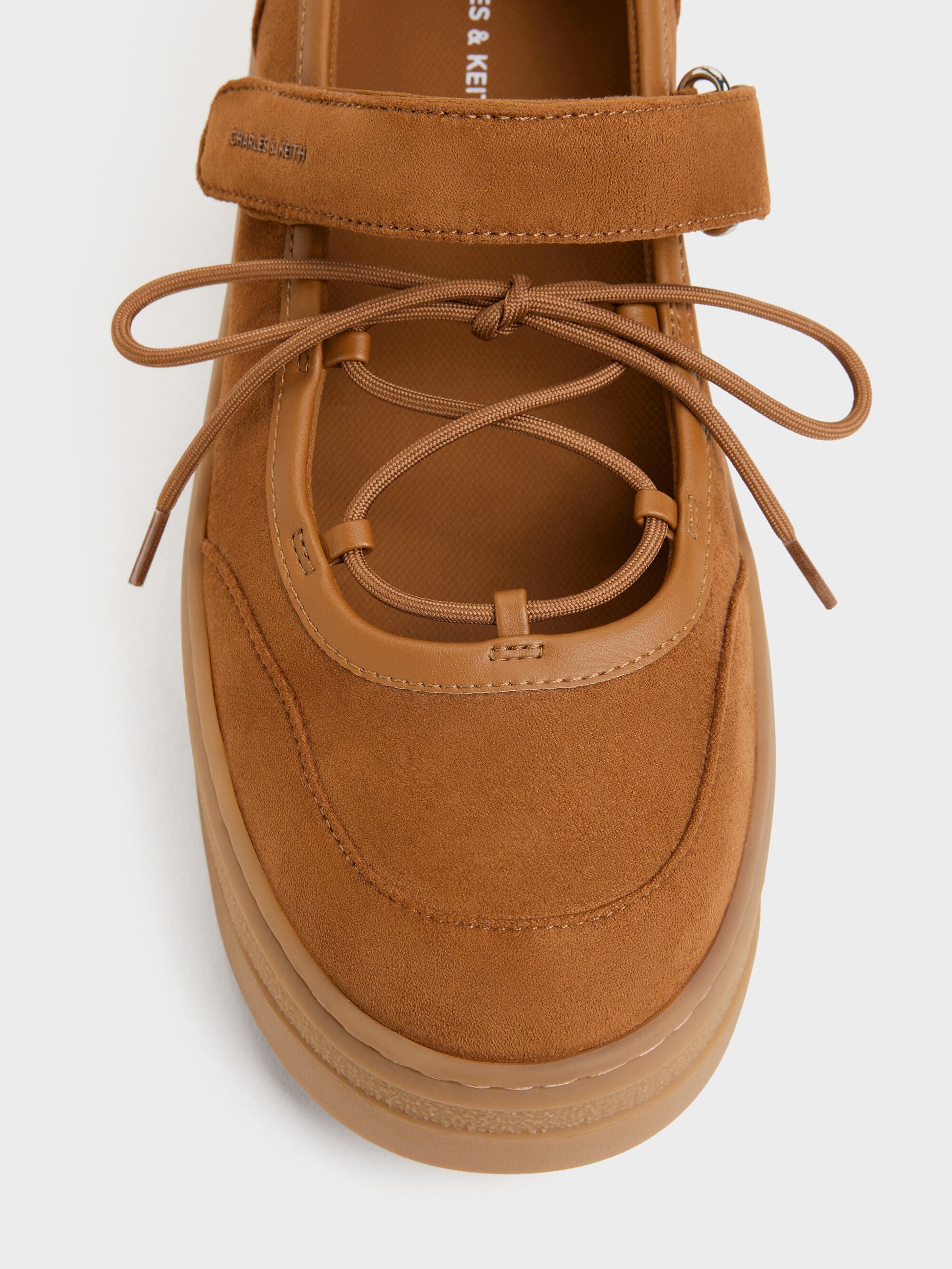Faux Suede Mary Jane Platform Sneakers - Cognac | CHARLES & KEITH