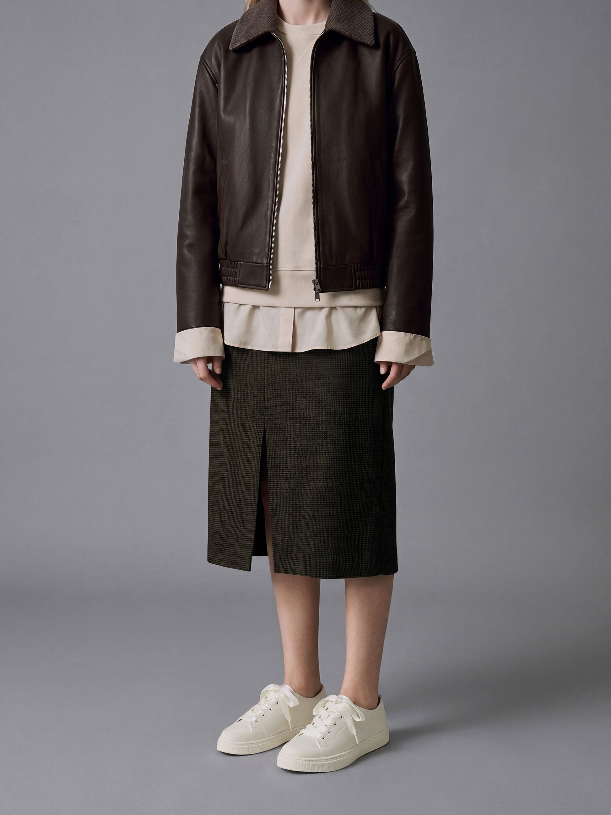 Satin Lace-Up Sneakers - White | CHARLES & KEITH