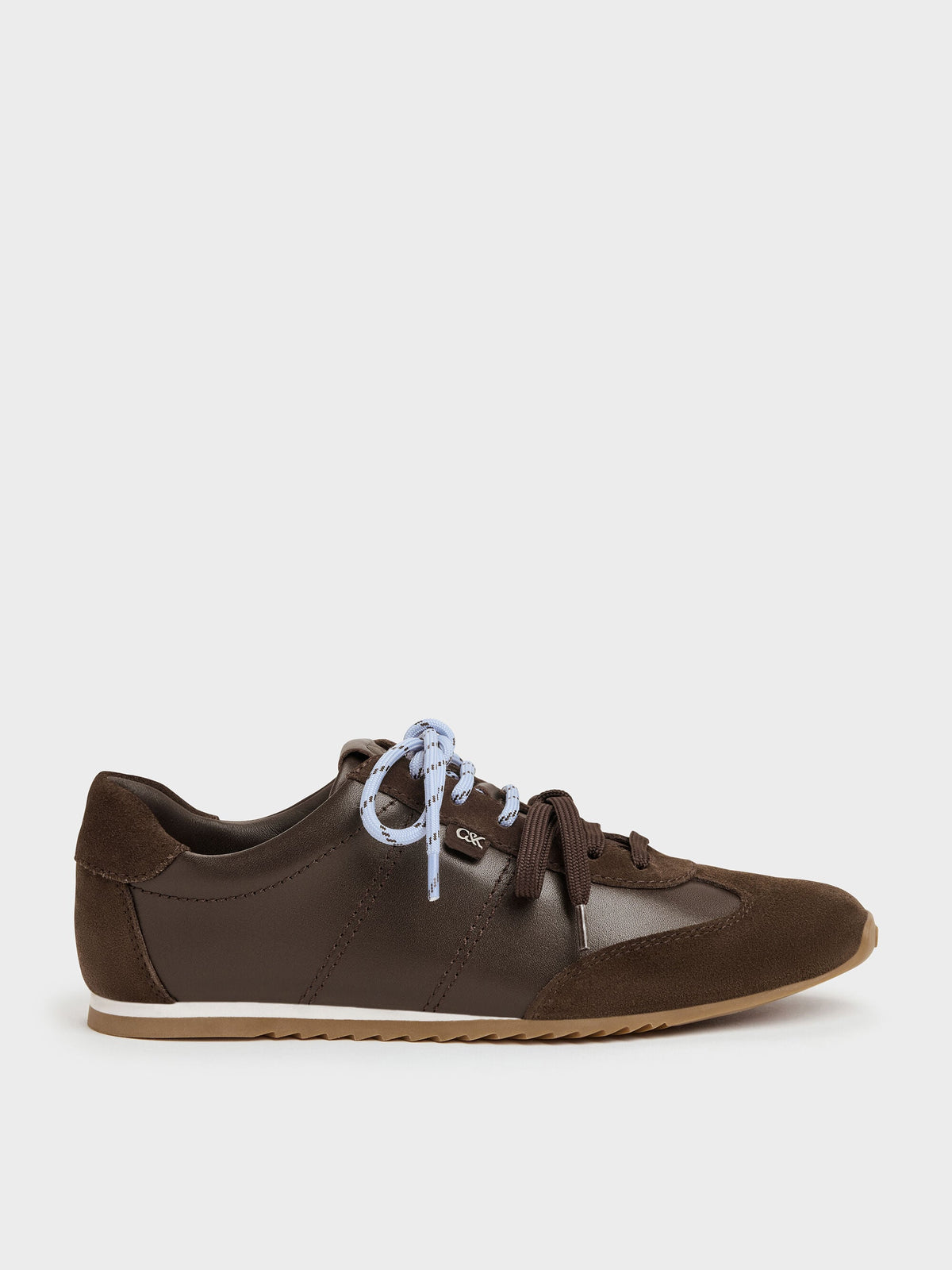 Jace Leather & Suede Sneakers - Dark Brown | CHARLES & KEITH