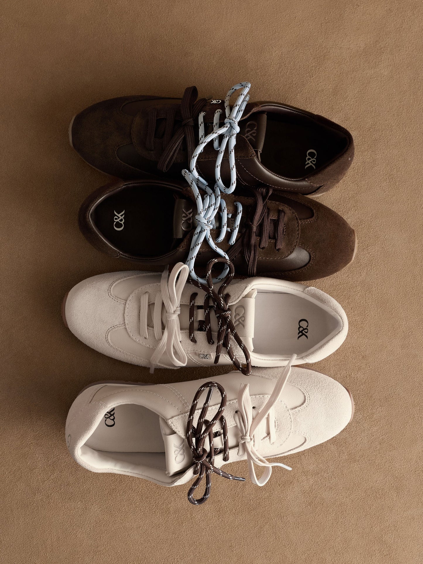 Jace Leather & Suede Sneakers - Dark Brown | CHARLES & KEITH