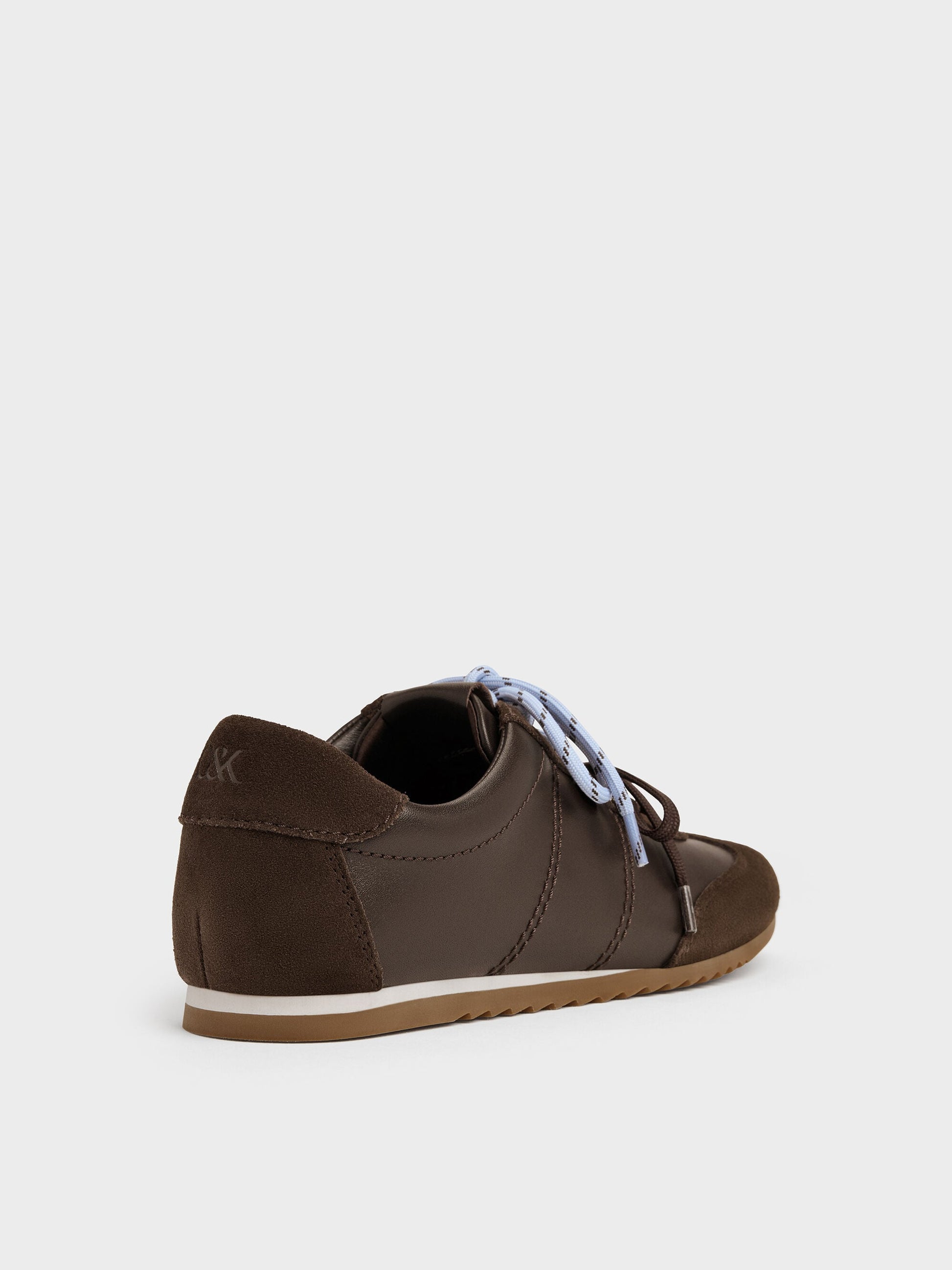 Jace Leather & Suede Sneakers - Dark Brown | CHARLES & KEITH