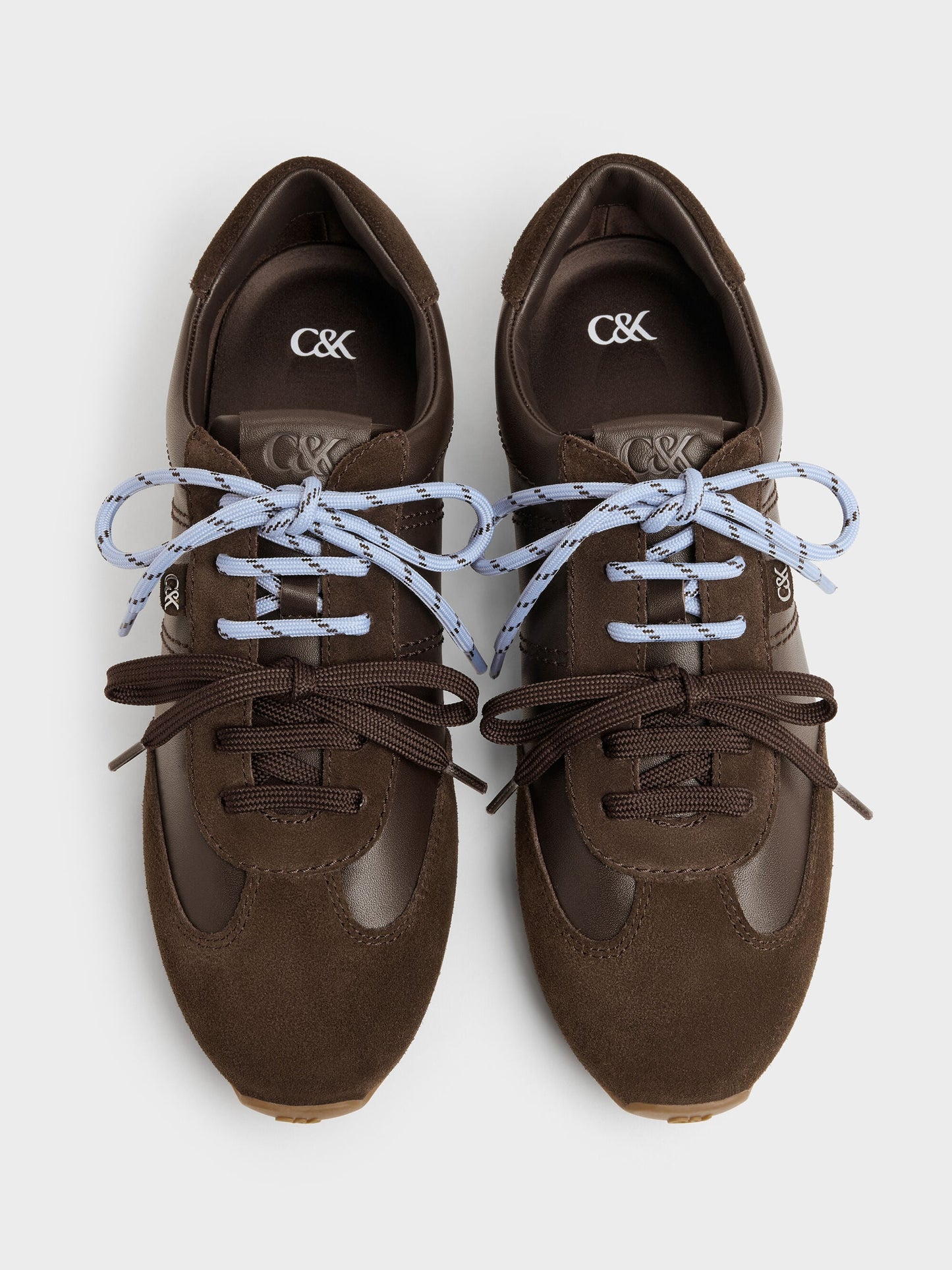 Jace Leather & Suede Sneakers - Dark Brown | CHARLES & KEITH