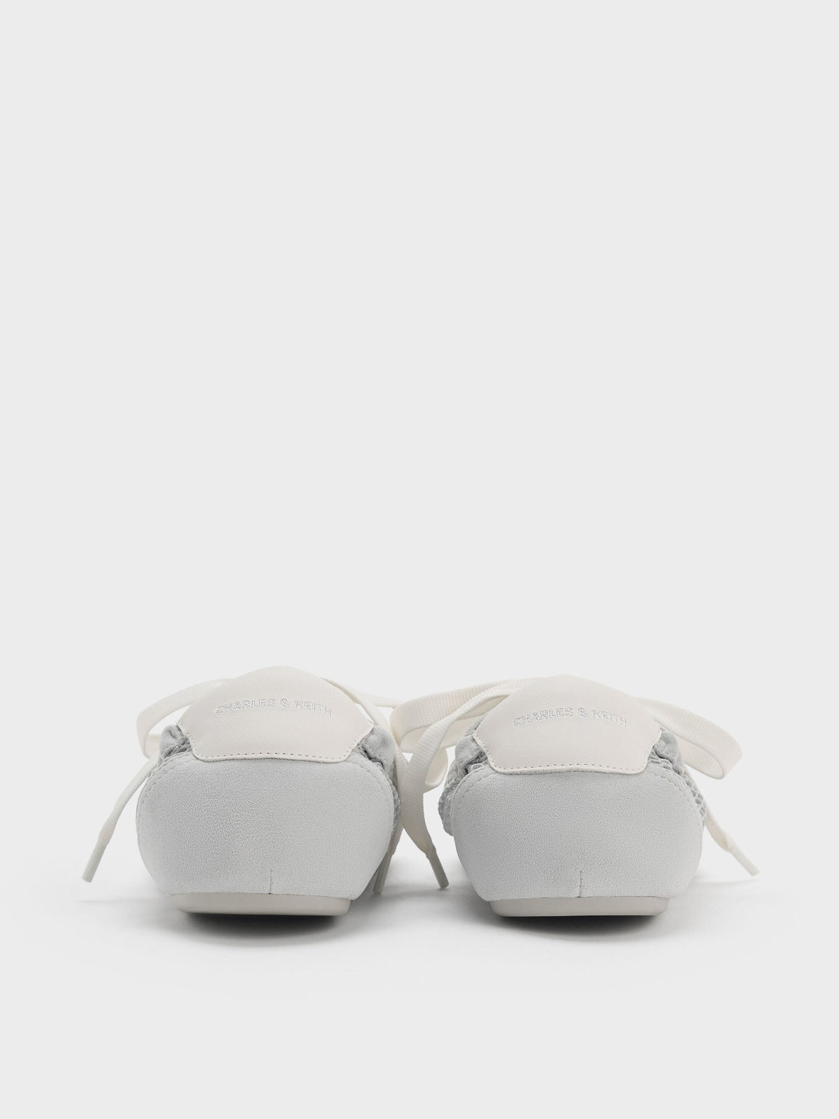 Cece Mesh Ruched Bow Ballet Sneakers - Light Grey | CHARLES & KEITH