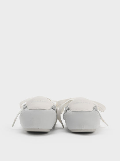 Cece Mesh Ruched Bow Ballet Sneakers - Light Grey | CHARLES & KEITH