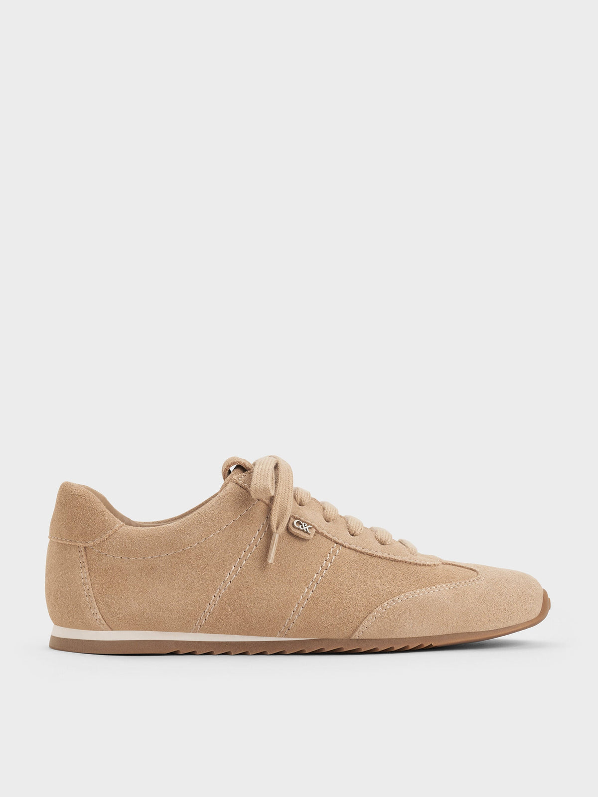 Jace Suede Sneakers - Beige | CHARLES & KEITH