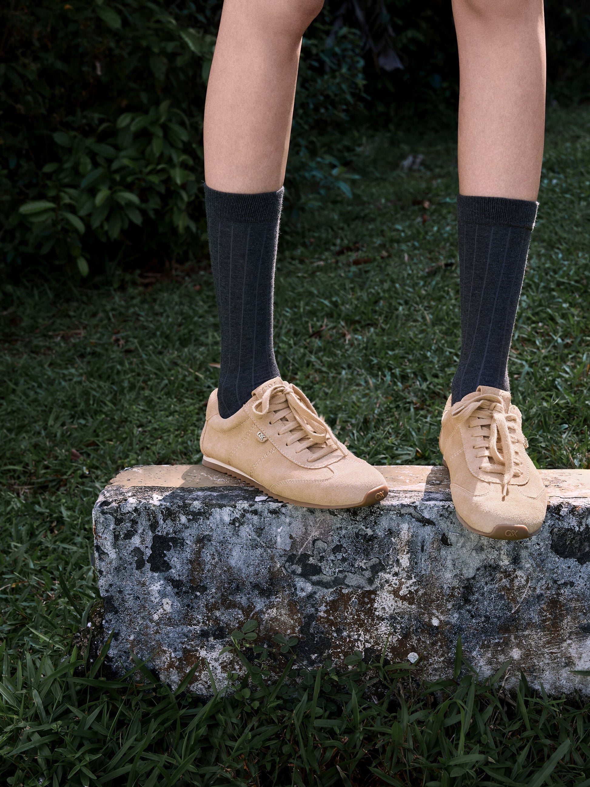 Jace Suede Sneakers - Beige | CHARLES & KEITH