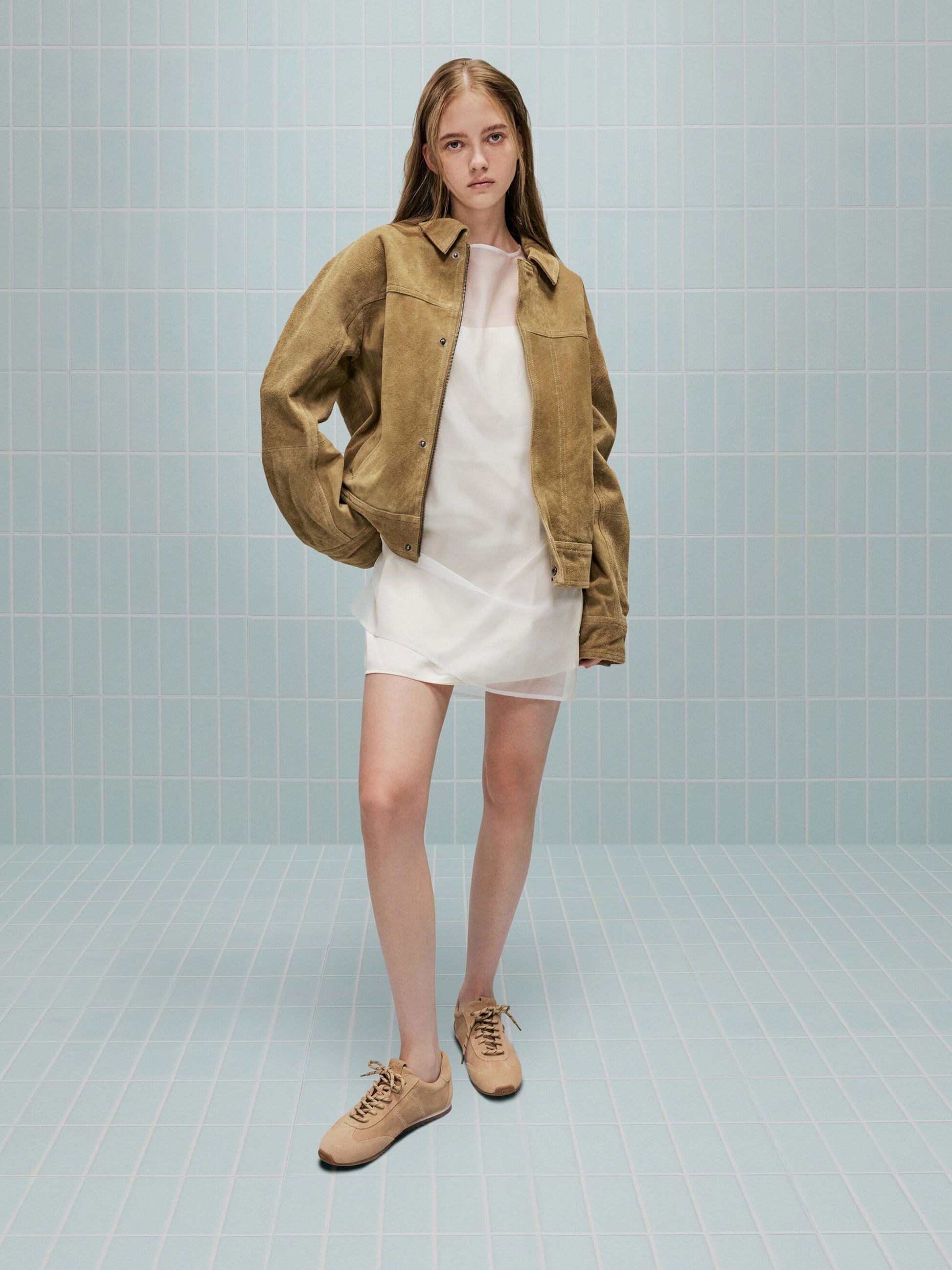 Jace Suede Sneakers - Beige | CHARLES & KEITH