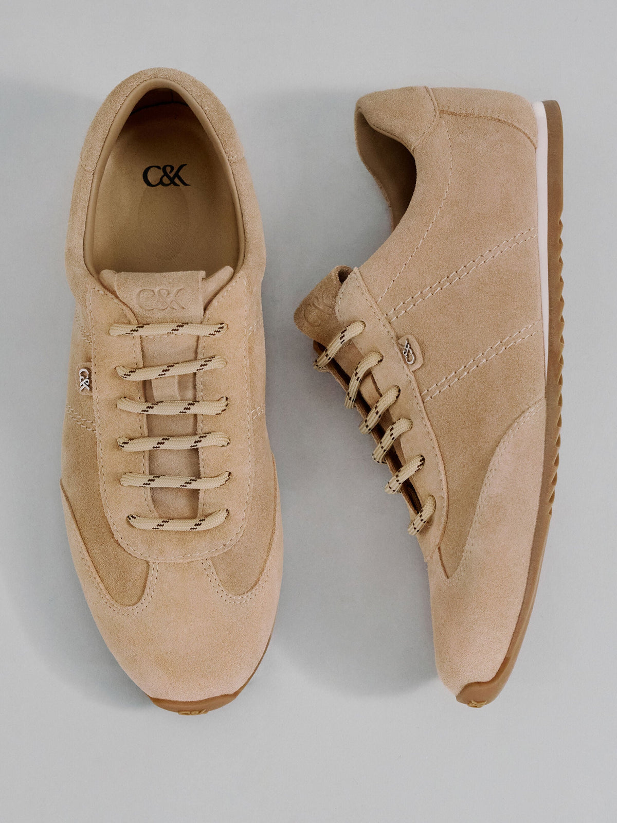 Jace Suede Sneakers - Beige | CHARLES & KEITH