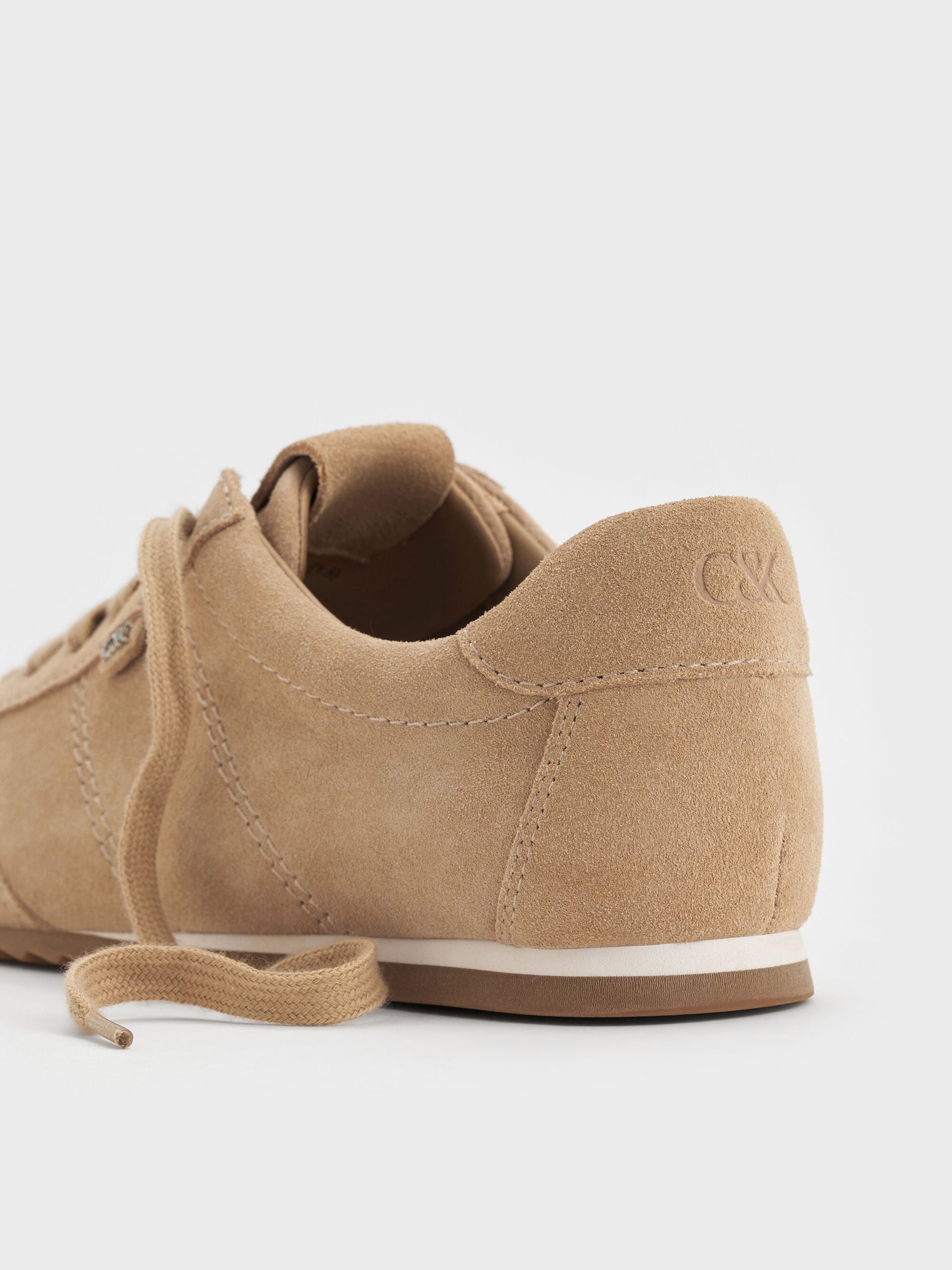 Jace Suede Sneakers - Beige | CHARLES & KEITH