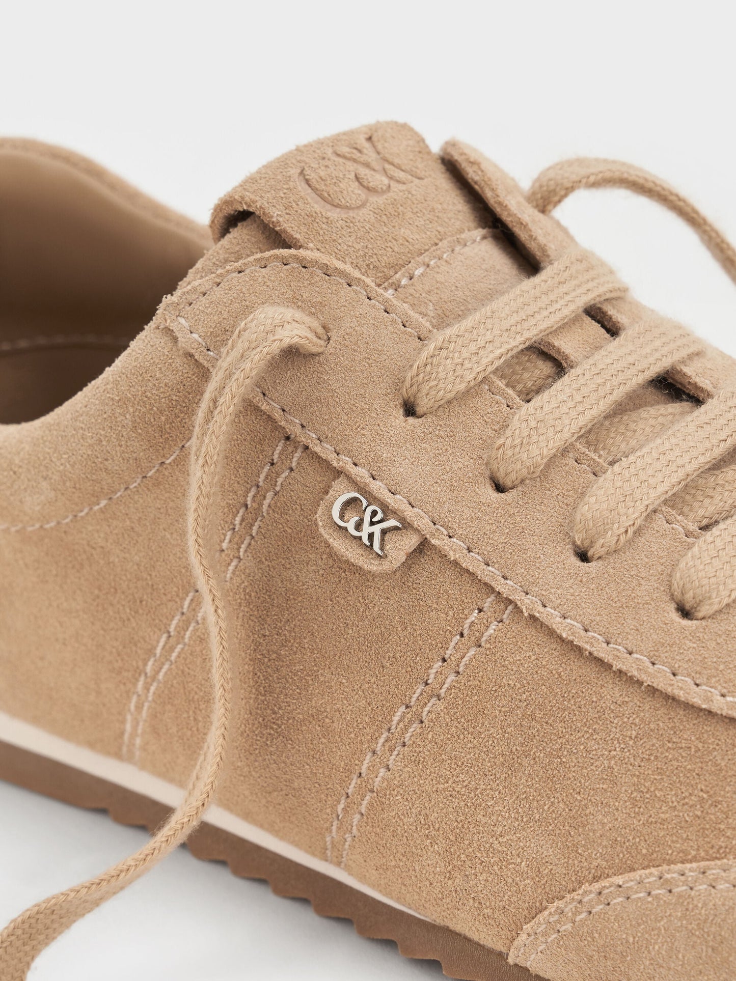 Jace Suede Sneakers - Beige | CHARLES & KEITH