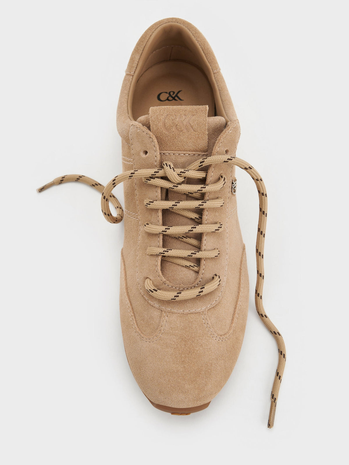Jace Suede Sneakers - Beige | CHARLES & KEITH