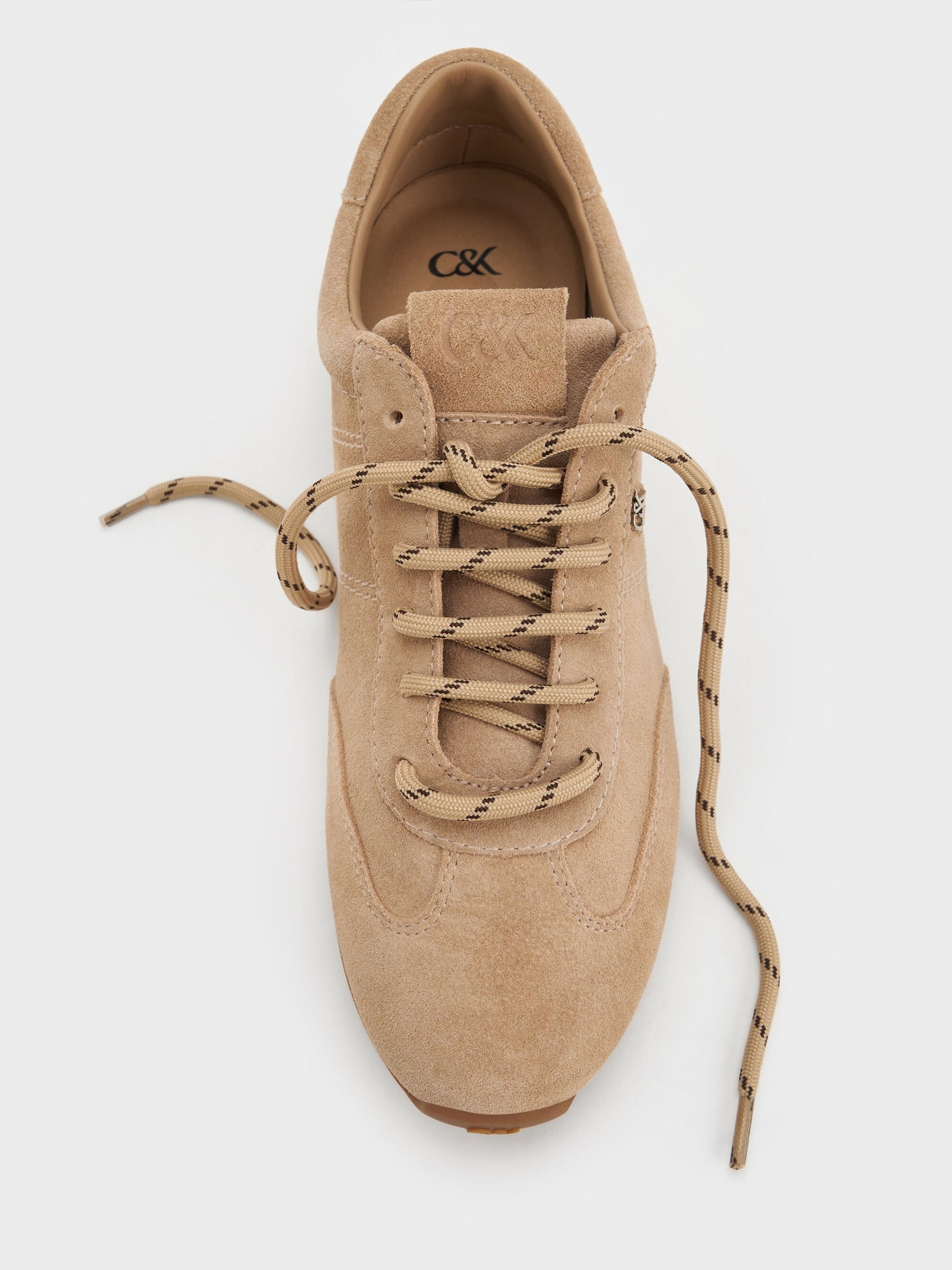 Jace Suede Sneakers - Beige | CHARLES & KEITH