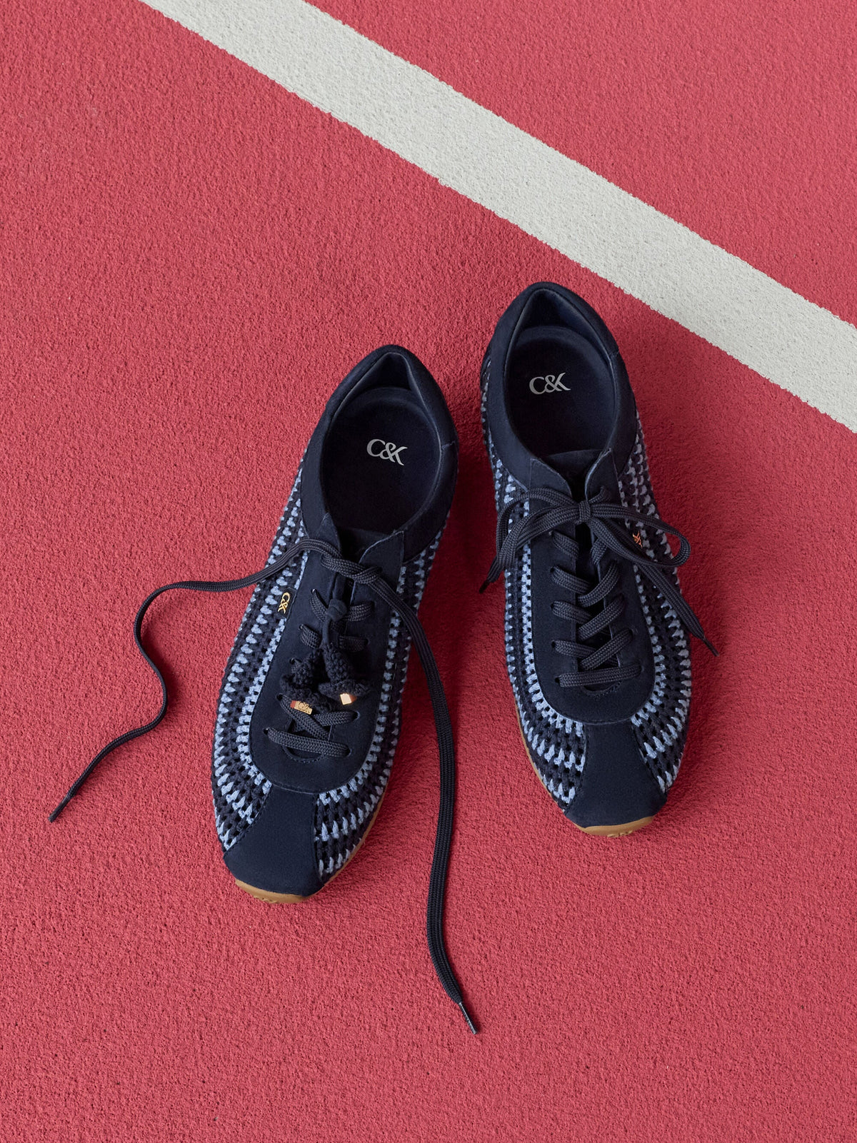 Jace Crochet & Suede Flower Sneakers - Blue | CHARLES & KEITH