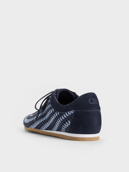 Jace Crochet & Suede Flower Sneakers - Blue | CHARLES & KEITH
