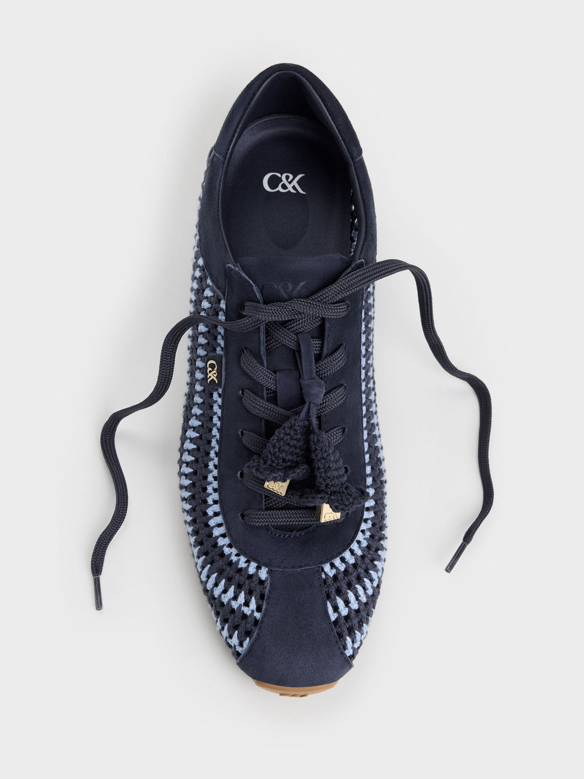 Jace Crochet & Suede Flower Sneakers - Blue | CHARLES & KEITH