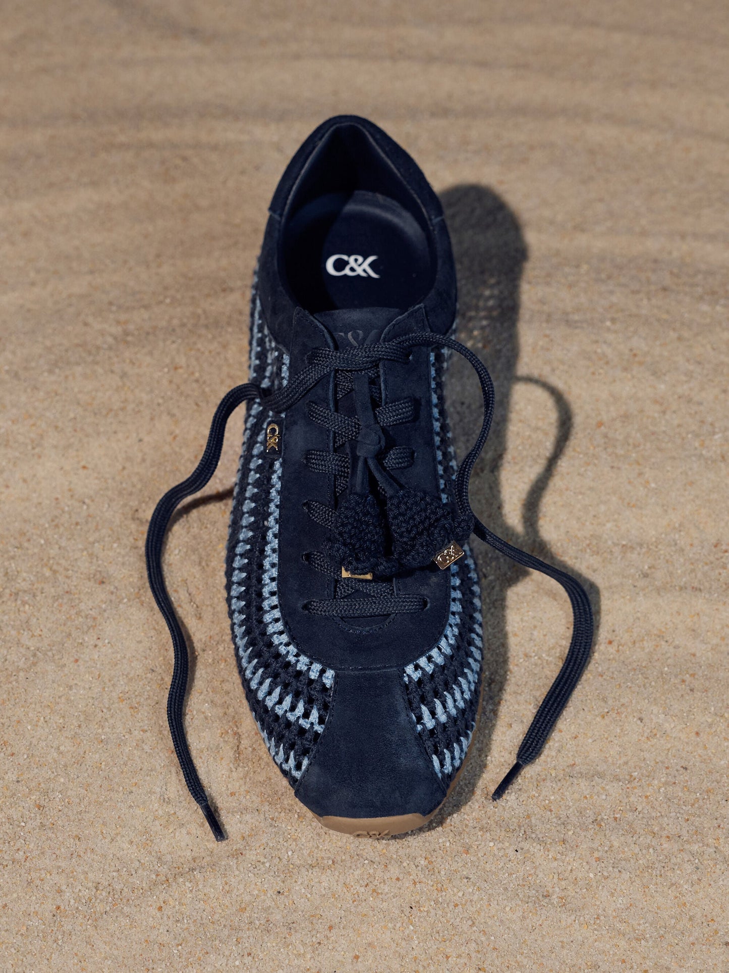 Jace Crochet & Suede Flower Sneakers - Blue | CHARLES & KEITH