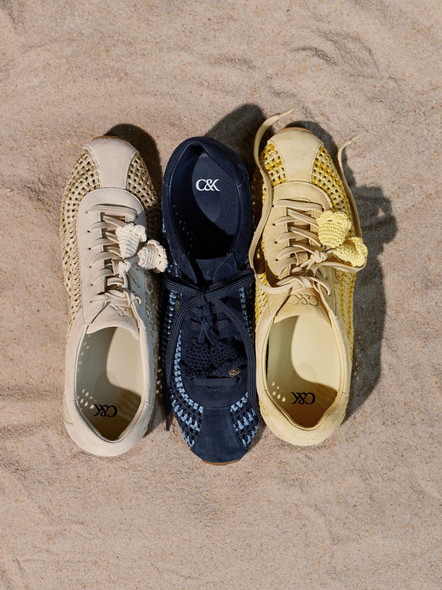 Jace Crochet & Suede Flower Sneakers - Blue | CHARLES & KEITH