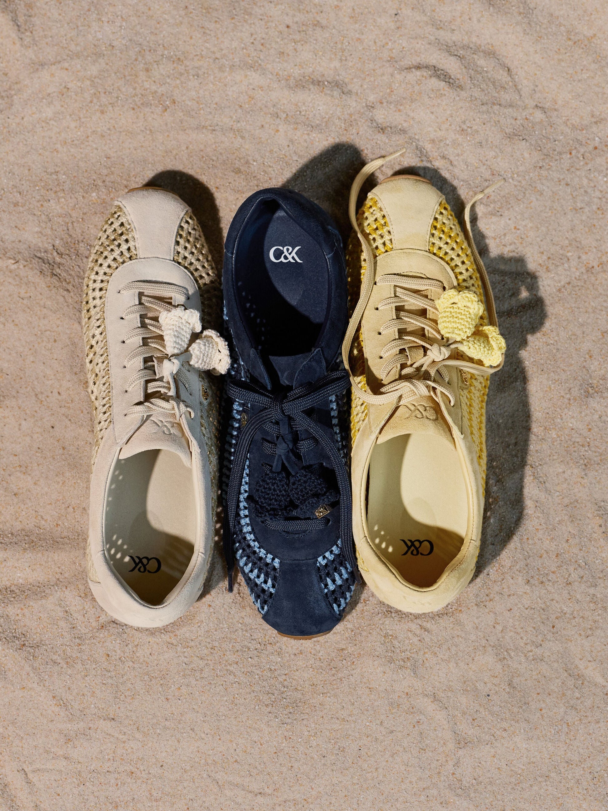Jace Crochet & Suede Flower Sneakers - Blue | CHARLES & KEITH