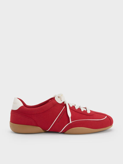Louise Contrast-Trim Sneakers - Red | CHARLES & KEITH