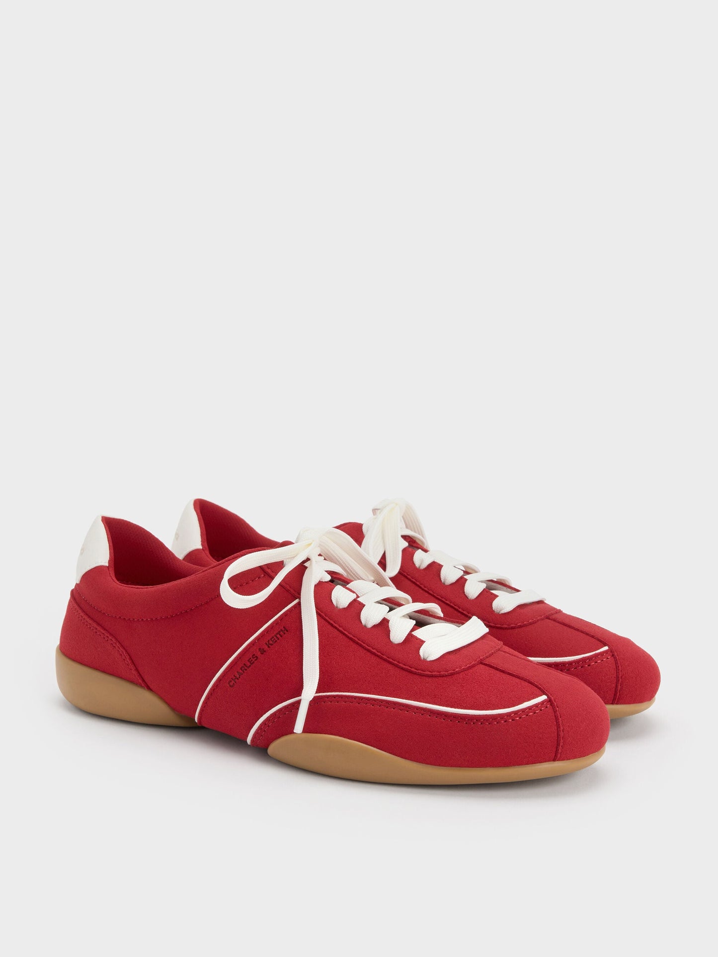 Louise Contrast-Trim Sneakers - Red | CHARLES & KEITH