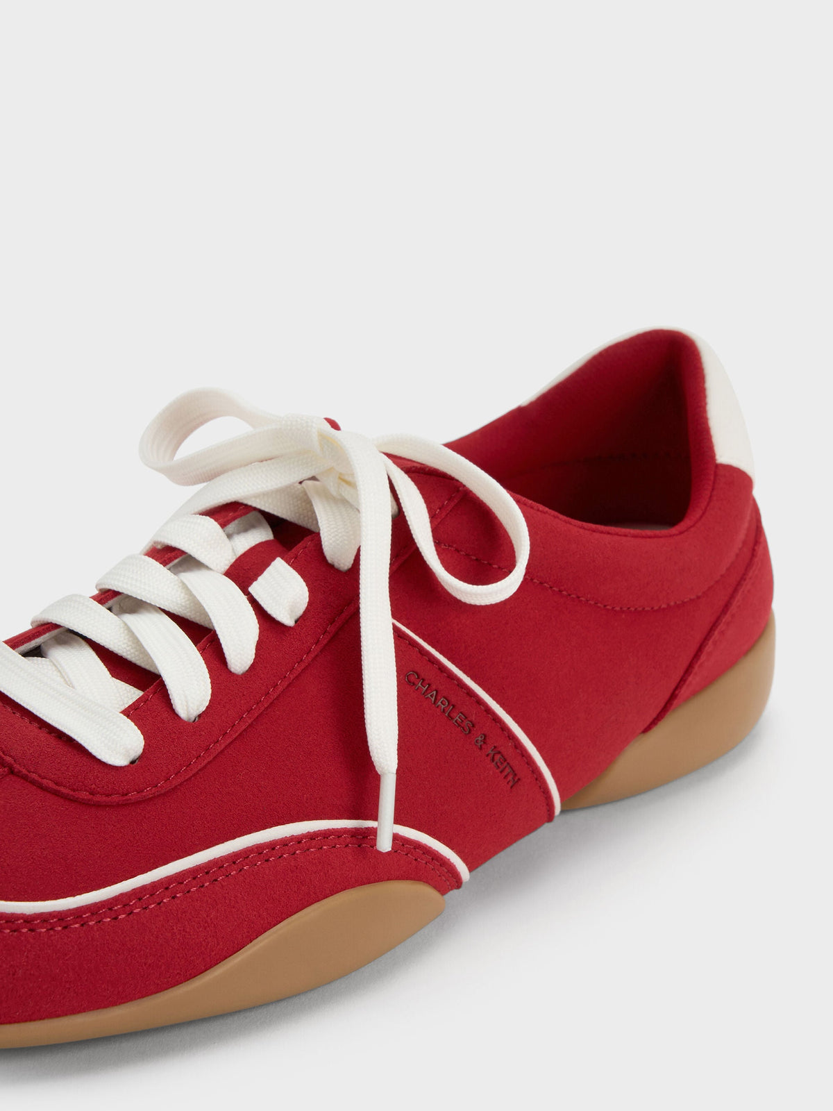 Louise Contrast-Trim Sneakers - Red | CHARLES & KEITH