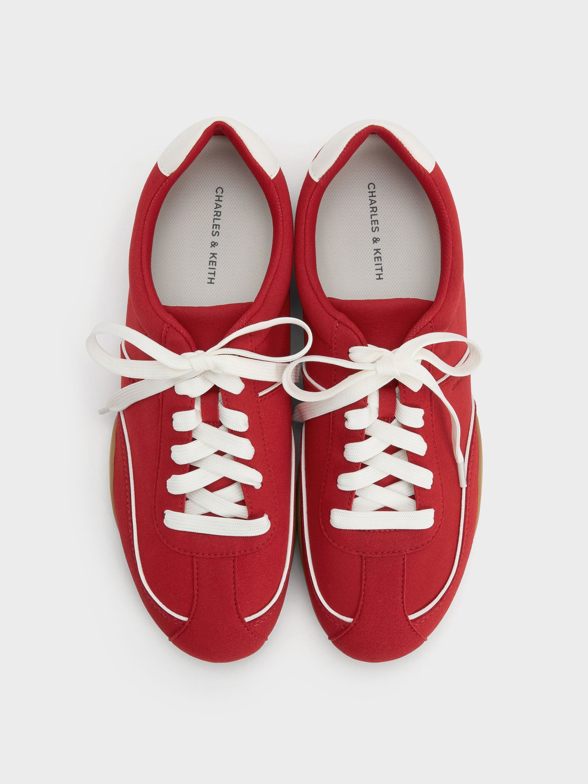 Louise Contrast-Trim Sneakers - Red | CHARLES & KEITH