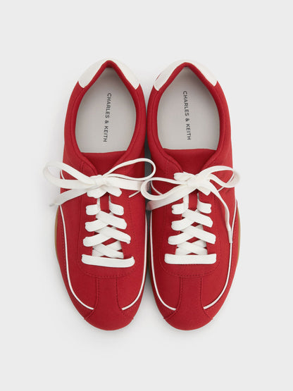 Louise Contrast-Trim Sneakers - Red | CHARLES & KEITH
