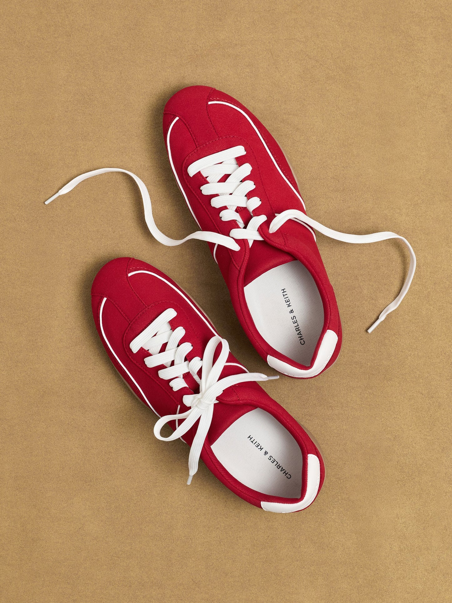 Louise Contrast-Trim Sneakers - Red | CHARLES & KEITH