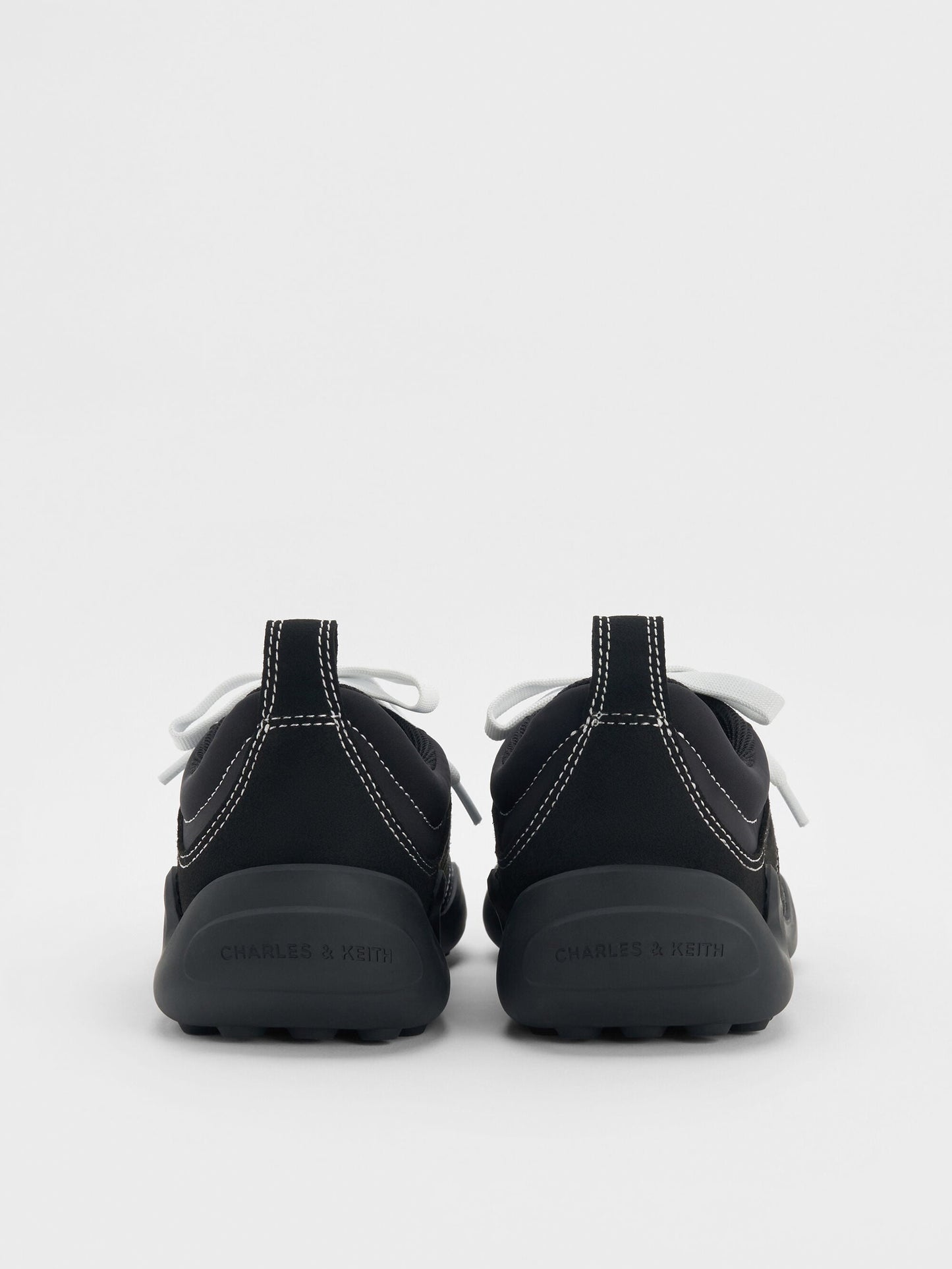 Minette Low-Top Sneakers - Black Textured | CHARLES & KEITH