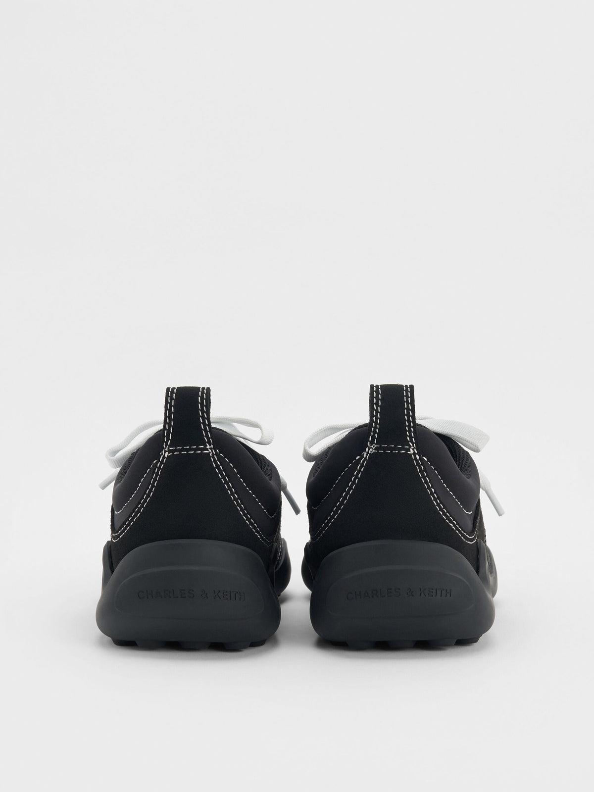 Minette Low-Top Sneakers - Black Textured | CHARLES & KEITH
