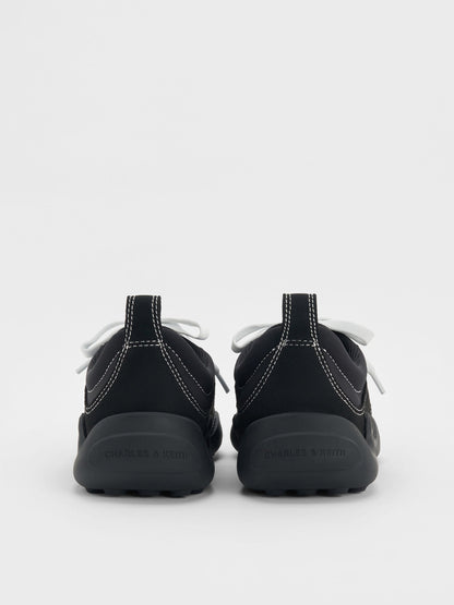 Minette Low-Top Sneakers - Black Textured | CHARLES & KEITH